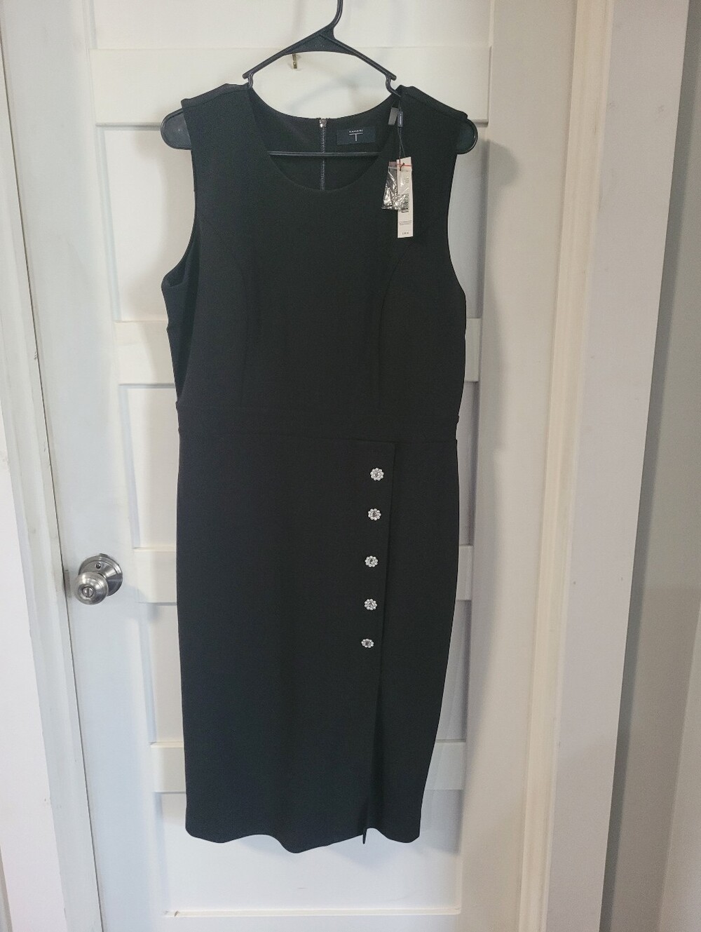 Tahari Black Sleeveless Midi Sheath Dress with Decorative Buttons - Picture 1 of 4